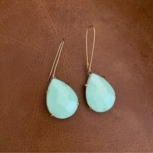 Kendra Scott Aqua Teardrop Earrings with Gold Accents